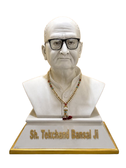 Marble bust of Sh. Tek Chand Bansal Ji, founder of Jagan Nath Tek Chand Arhtiya